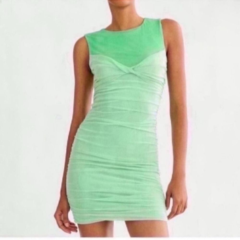 Zara Green Mini Tulle Dress (Size Medium)